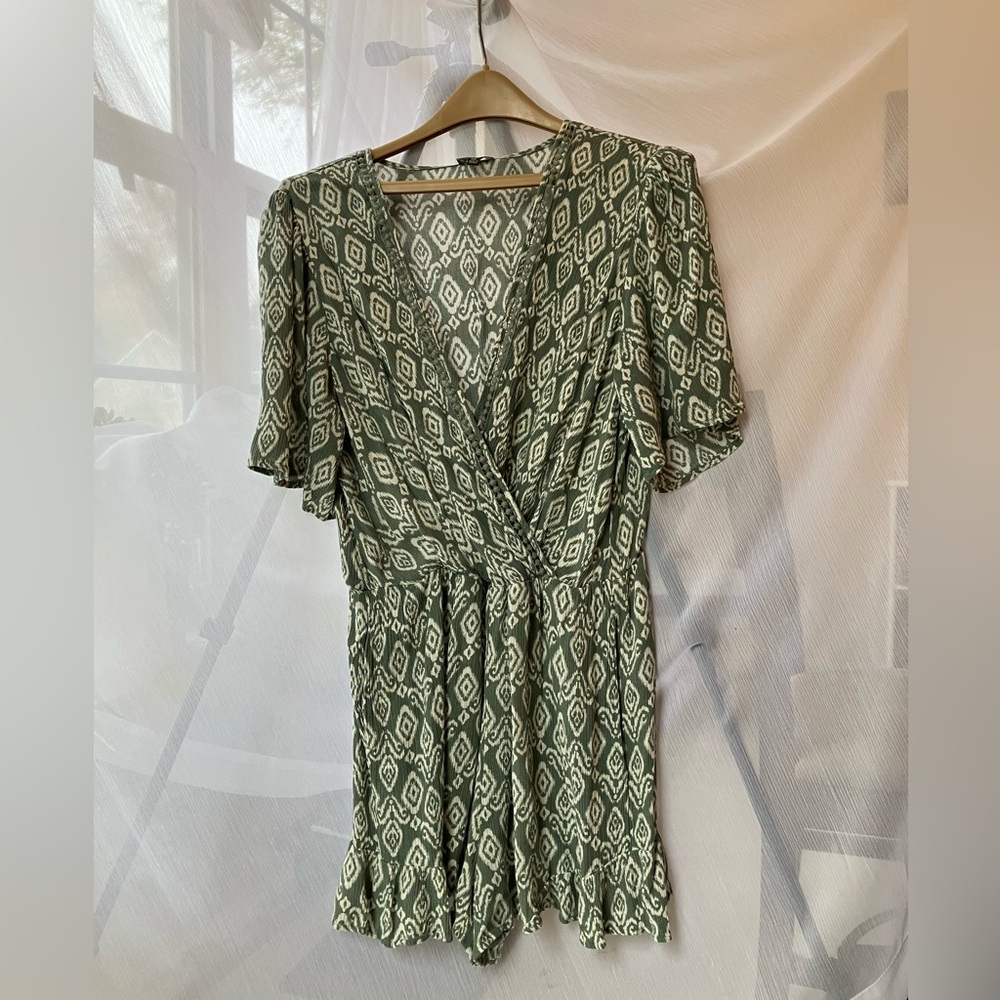 Lily Rose Green Patterned Romper XXL